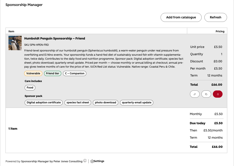 Custom HubSpot UI card built to manage memberships and product purchases on a deal record